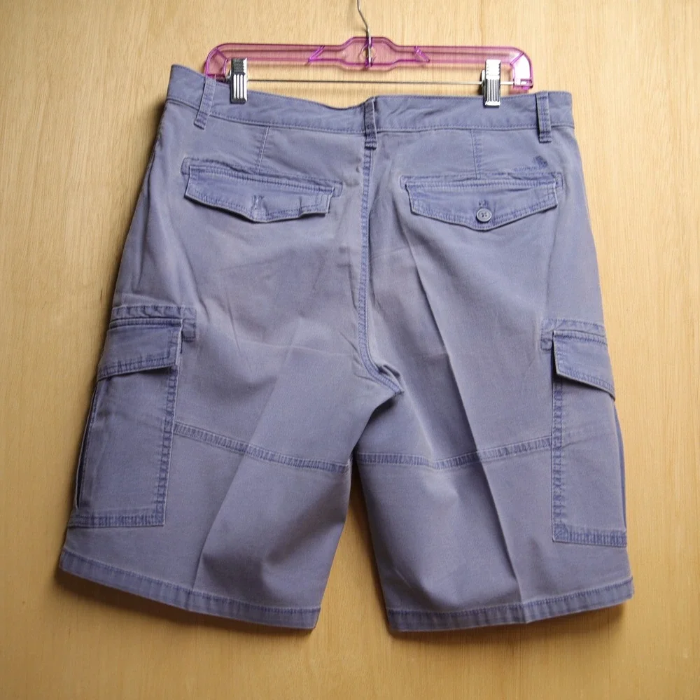 Izod Saltwater Stretch Cargo Shorts Mens 34 Blue Purple Faded Casual Summer